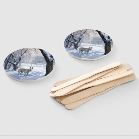 Bull Terrier Lass es Weihnachten schnee Fächer (Non-assembled)