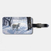 Bull Terrier Lass es Weihnachten schnee Gepäckanhänger (Rückseite horizontal)