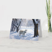 Bull Terrier Lass es Weihnachten schnee Karte (Vorderseite)