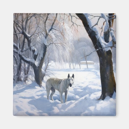 Bull Terrier Lass es Weihnachten schnee Magnet (Vorne)