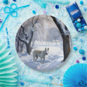 Bull Terrier Lass es Weihnachten schnee Pappteller (Party)