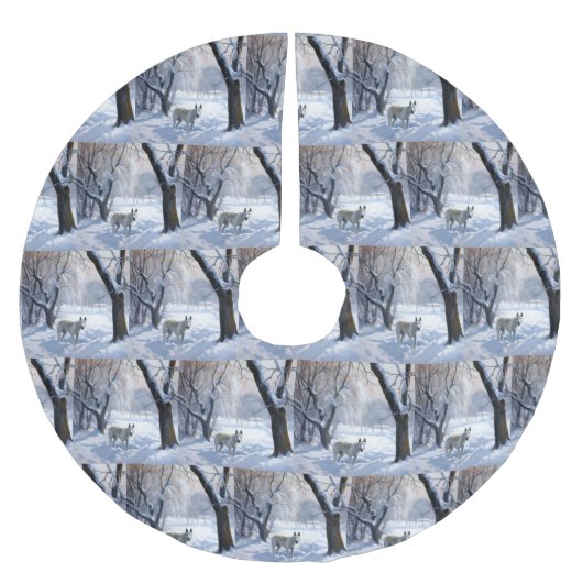 Bull Terrier Lass es Weihnachten schnee Polyester Weihnachtsbaumdecke (Vorderseite)