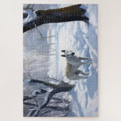 Bull Terrier Lass es Weihnachten schnee Puzzle (Vertikal)