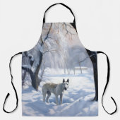 Bull Terrier Lass es Weihnachten schnee Schürze (Vorderseite)