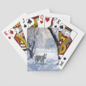 Bull Terrier Lass es Weihnachten schnee Spielkarten (Rückseite)