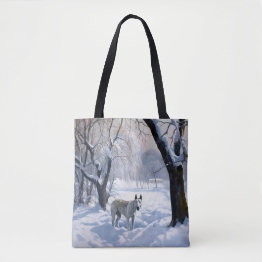 Bull Terrier Lass es Weihnachten schnee Tasche (Vorderseite)