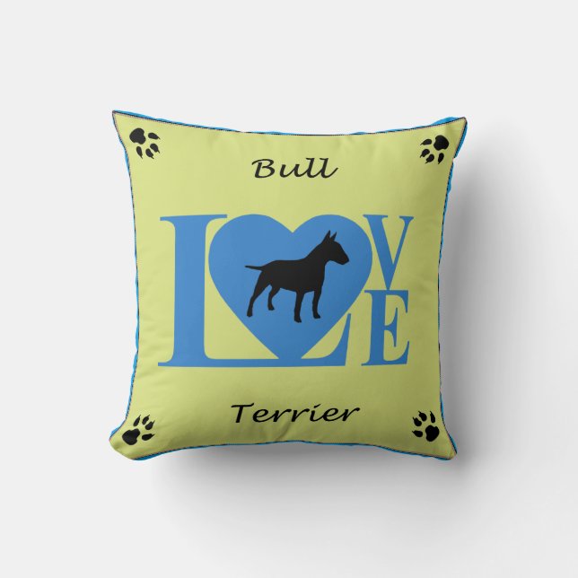 Bull Terrier LIEBE Kissen (Vorderseite)