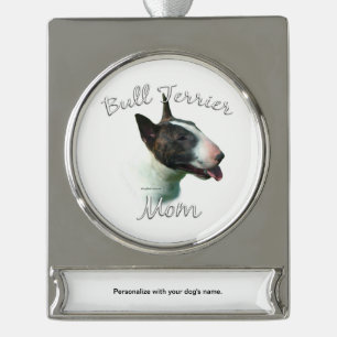 Bull Terrier Mama 2 Banner-Ornament Silber