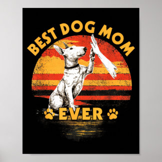 Bull Terrier Mama Retro Sonnenuntergang Lustiger H Poster