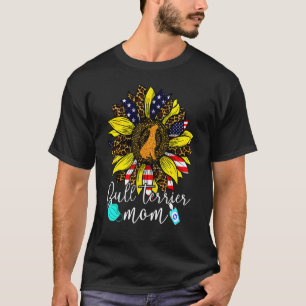 Bull Terrier Mama Us Flag Leopard Sonnenblume 4. T-Shirt