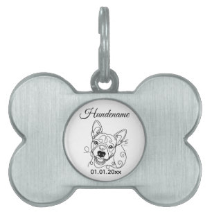Bull Terrier Minimalist Line Art Personalized Tag Tiermarke