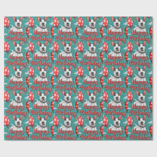 Bull Terrier mit Balloons Geschenkpapier (Flach)