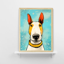 Bull Terrier mit gelbem Collar farbiger Hund