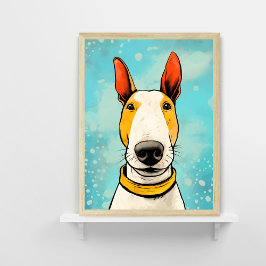Bull Terrier mit gelbem Collar farbiger Hund Poster