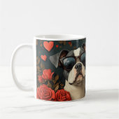 Bull Terrier mit Herz-Rose Valentinstag Kaffeetasse (Links)