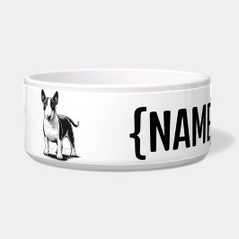 Bull Terrier mit NAME Bowls Napf