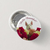 Bull Terrier mit Rose Gruß - Hallo schön Button (Vorne & Hinten)