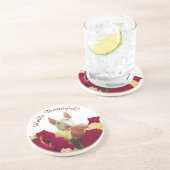 Bull Terrier mit Rose Gruß - Hallo schön Getränkeuntersetzer (Seite)