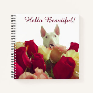 Bull Terrier mit Rose Gruß - Hallo schön Notizblock