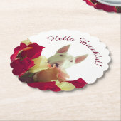 Bull Terrier mit Rose Gruß - Hallo schön Untersetzer (angewinkelt)