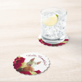 Bull Terrier mit Rose Gruß - Hallo schön Untersetzer (Vor Ort)