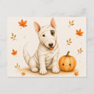 Bull Terrier Mumie Halloween Postkarte