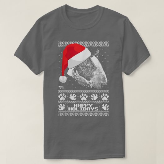 Bull Terrier Niedlich Happy Holidays T-Shirt (Design vorne)