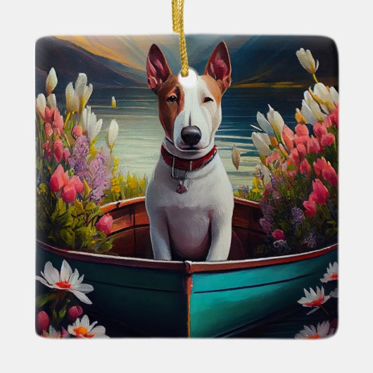 Bull Terrier on a Paddle: Ein Landschaftliches Abe Keramikornament (Vorderseite)