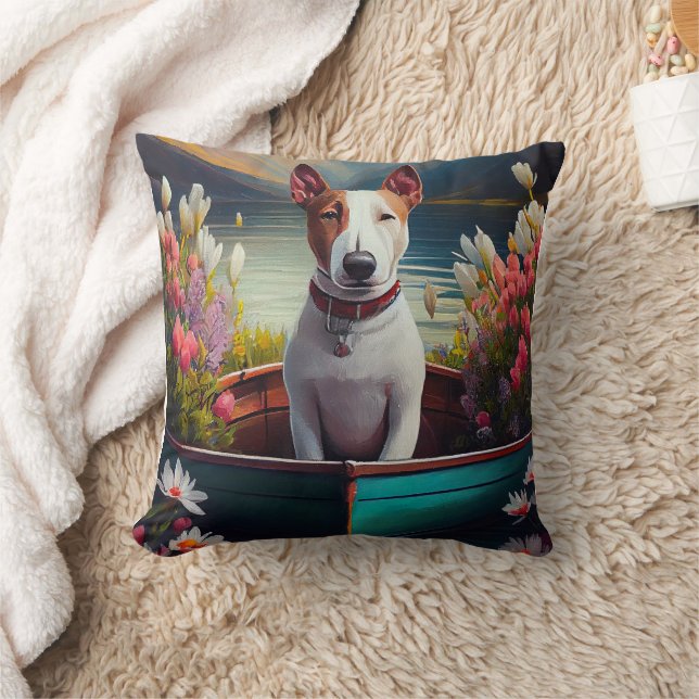 Bull Terrier on a Paddle: Ein Landschaftliches Abe Kissen (Decke)