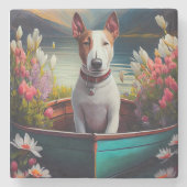 Bull Terrier on a Paddle: Ein Landschaftliches Abe Steinuntersetzer (Vorderseite)