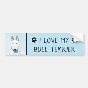 Bull Terrier Painting - Niedliche Original Dog Art Autoaufkleber