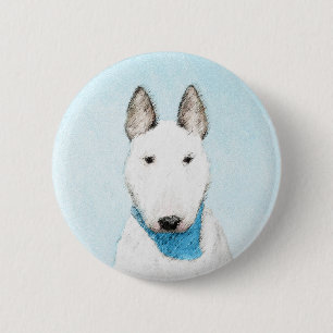 Bull Terrier Painting - Niedliche Original Dog Art Button