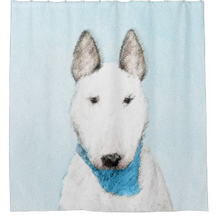 Bull Terrier Painting - Niedliche Original Dog Art Duschvorhang