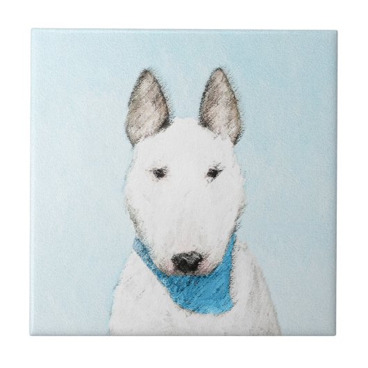 Bull Terrier Painting - Niedliche Original Dog Art Fliese (Vorderseite)