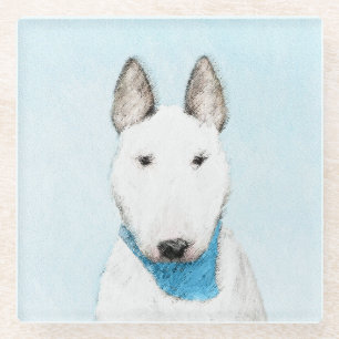 Bull Terrier Painting - Niedliche Original Dog Art Glasuntersetzer
