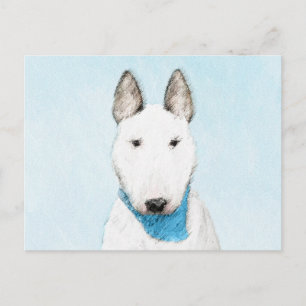 Bull Terrier Painting - Niedliche Original Dog Art Postkarte