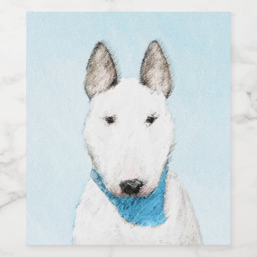 Bull Terrier Painting - Niedliche Original Dog Art Weinetikett (Einzelnes Label)