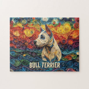 Bull Terrier Paper Quilling Art Dog Portrait Puzzle
