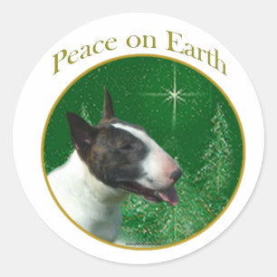 Bull Terrier Peace Runder Aufkleber
