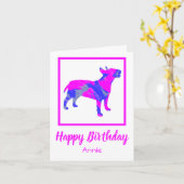 Bull Terrier Pink Dog Silhouette Funny Birthday Karte (Gelbe Blume)