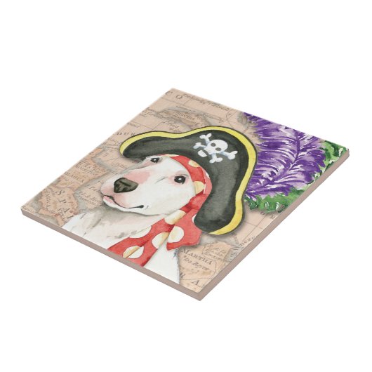 Bull Terrier Pirate Fliese (Seite)