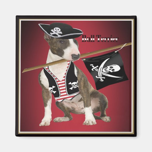 Bull Terrier Pirate Geschenke Magnet (Vorne)
