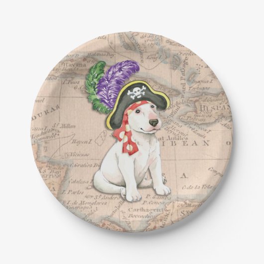 Bull Terrier Pirate Pappteller (Vorderseite)