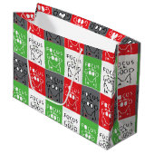 Bull Terrier Pop Art Fokussieren auf die gute Insp Große Geschenktüte (Vorderseite Schrägansicht)