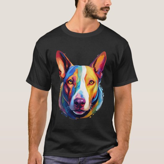 Bull Terrier Portrait Color Artwork T-Shirt (Vorderseite)
