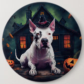 Bull Terrier Pumpkins Halloween Beängstigend Button (Vorderseite)