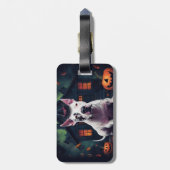 Bull Terrier Pumpkins Halloween Beängstigend Gepäckanhänger (Rückseite vertikal)