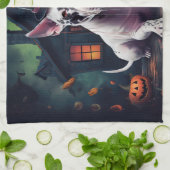 Bull Terrier Pumpkins Halloween Beängstigend Geschirrtuch (Gefaltet)