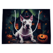 Bull Terrier Pumpkins Halloween Beängstigend Große Geschenktüte (Vorderseite)