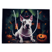 Bull Terrier Pumpkins Halloween Beängstigend Große Geschenktüte (Rückseite)